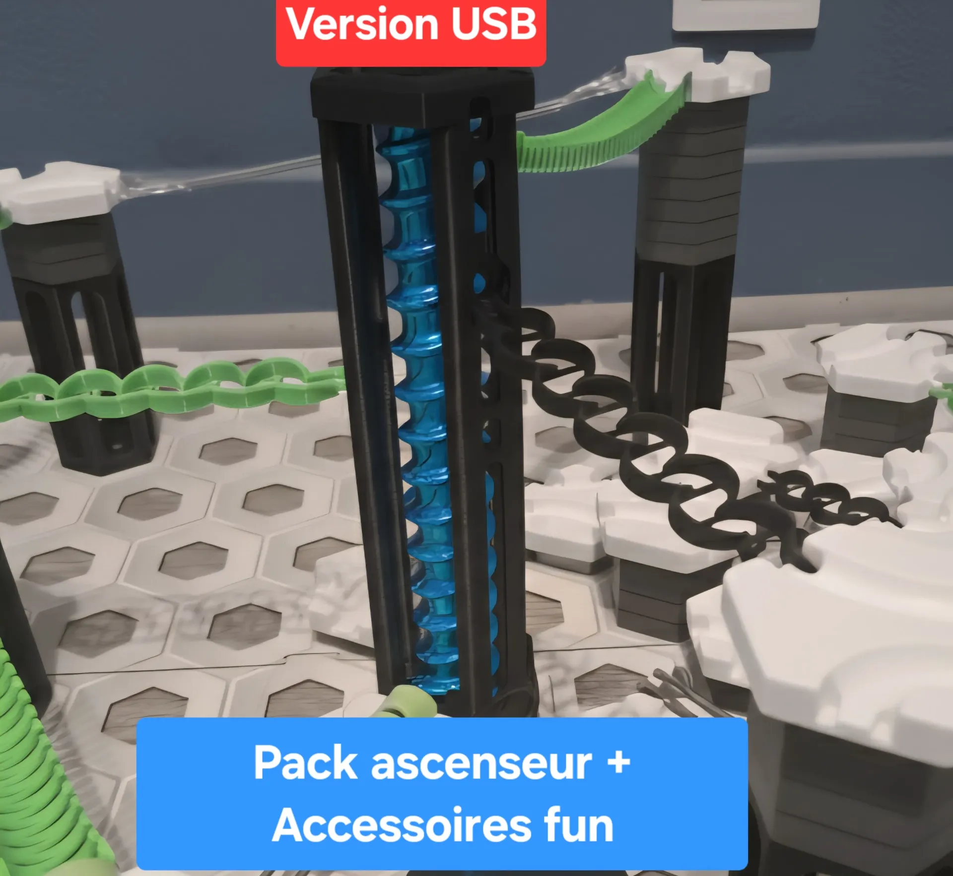 Pack ascenseur + Accessoires compatible Gravitrax (Version USB + Piles) 